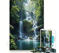 Serena cascata in una foresta lussureggiante - Puzzle da 1000 pezzi per adolescenti - Gioco stimolante per la mente - Hobby tranquillo - Taglio preciso - Regalo stagionale (38x52cm)
