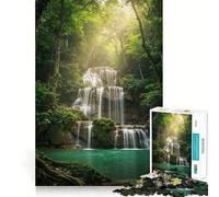Serena cascata in una foresta lussureggiante - Puzzle da 1000 pezzi per adolescenti - Migliora la memoria, favorisce il rilassamento mentale, ha bordi netti e stimola la creatività - Regalo (38x26cm)