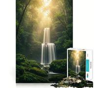 Serena cascata in una foresta lussureggiante - Puzzle da 1000 pezzi per adolescenti - Migliora la memoria - Facile da giocare - Decorazione murale con taglio preciso (38x26cm)