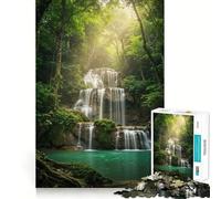 Serena cascata in una foresta lussureggiante - Puzzle da 1000 pezzi per adulti - Gioco di logica - Rilassante - Immagine da assemblare - Articolo di Babbo Natale (50x75cm)