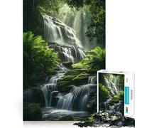 Serena cascata in una foresta lussureggiante - Puzzle da 1000 pezzi per adulti - Puzzle per la mente - Arte rilassante (38x52cm)