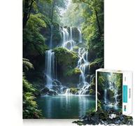 Serena cascata in una foresta lussureggiante Puzzle da 1000 pezzi per adulti Puzzle Think Toy Home Enjoy Fine Cut Regalo di Babbo Natale (50x75cm)