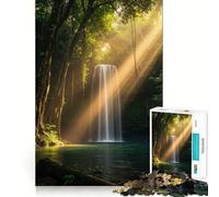 Serena cascata in una foresta lussureggiante - Puzzle da 1000 pezzi per ragazzi - Giocattolo divertente e stimolante - Decorazione murale con ritagli chiari (50x75cm)