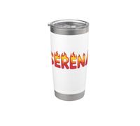 Serena On Fire - Decorazione con nome e scritta "Cute Custom" con fiamme Bicchiere termico in acciaio inox doppia parete