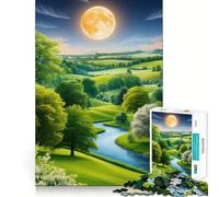 Serena Valle al Chiaro di Luna Puzzle per Adolescenti 1000 Pezzi Giocattolo per Pensare Intelligente Tempo Libero Taglio Preciso Lista dei Desideri di Babbo Natale (50x75cm)