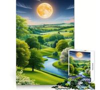 Serena Valle al Chiaro di Luna Puzzle per Adolescenti 1000 Pezzi Giocattolo per Pensare Intelligente Tempo Libero Taglio Preciso Lista dei Desideri di Babbo Natale (50x75cm)