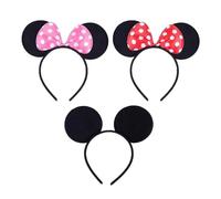 SERENA'S ® 3 orecchie di Topolino, orecchie di Minnie rosse e rosa a pois, accessori per feste di compleanno, Halloween, feste, orecchie di Topolino e Minnie, per adulti/bambini, per travestimenti
