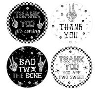Serencatcher Bad Two The Bone Party Decorations Boy, 80 pezzi Bad 2 The Bone Party Favors Thank You Stickers 2 Inch Thank You for Coming Adesivi per buste Imballaggio Sacchetto Regalo Decorazioni 2°
