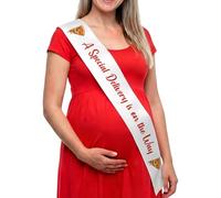 Serencatcher Fascia per baby shower per la mamma, con scritta in lingua inglese "A Special Delivery Is On The Way Mom to Be", fascia in raso con spilla dorata, per pizza, baby shower, decorazioni per
