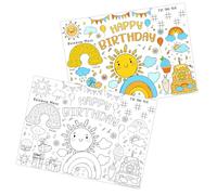 Serencatcher Tovagliette di carta da colorare per compleanno, 12 fogli a tema arcobaleno sole tovagliette da colorare per decorazioni da pranzo, tovagliette da colorare fai da te per feste,