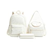 SerendipitousWhisper 3PCS Set di zaini nylon Zaino da bambina | con Borsa Termica Astucci Matite Tessuto traspirante a d'ape Grande capacità per la Scuola Elementare e Media 18L