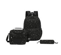 SerendipitousWhisper 3PCS Set di zaini nylon Zaino da bambina | con Borsa Termica Astucci Matite Tessuto traspirante a d'ape Grande capacità per la Scuola Elementare e Media 18L