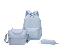 SerendipitousWhisper 3PCS Set di zaini nylon Zaino da bambina | con Borsa Termica Astucci Matite Tessuto traspirante a d'ape Grande capacità per la Scuola Elementare e Media 18L