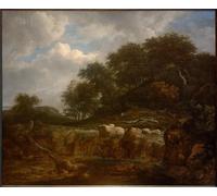SERENDIPITP Astratta Della Poster Quadri su Tela Stampa su Tela da Parete Cascata nel paesaggio collinare della foresta di Jacob Van Ruisdael per L'arredamento Della Camera da Letto 60x90cm