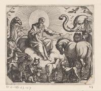 SERENDIPITP Astratta Della Poster Quadri su Tela Stampa su Tela da Parete Dio crea gli animali sulla terra di Antonio Tempesta per L'arredamento Della Camera da Letto 60x90cm