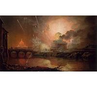 SERENDIPITP Astratta Della Poster Quadri su Tela Stampa su Tela da Parete Fuochi d'artificio a Castel Sant'Angelo di Wright di Derby per L'arredamento Della Camera da Letto 60x90cm