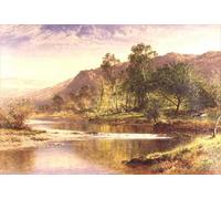 SERENDIPITP Astratta Della Poster Quadri su Tela Stampa su Tela da Parete il fiume che scorre nel Derwentwater di Benjamin Williams Leader per L'arredamento Della Camera da Letto 60x90cm