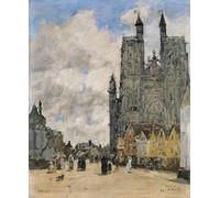 SERENDIPITP Astratta Della Poster Quadri su Tela Stampa su Tela da Parete la piazza della chiesa di Saint Vulfran ad Abbeville di Eugene Louis Boudin per L'arredamento Della Camera da Letto 60x90cm