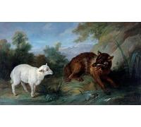 SERENDIPITP Astratta Della Poster Quadri su Tela Stampa su Tela da Parete l'animale e l'agnello Illustrazione di una favola di Jean Baptiste Oudry per L'arredamento Della Camera da Letto 60x90cm