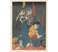 SERENDIPITP Astratta Della Poster Quadri su Tela Stampa su Tela da Parete Lo spirito che tormenta Orikoshi Tairyô di Utagawa Kuniyoshi per L'arredamento Della Camera da Letto 60x90cm