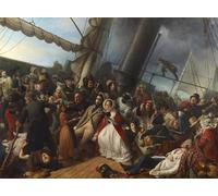 SERENDIPITP Astratta Della Poster Quadri su Tela Stampa su Tela da Parete Mal di mare su una Corvette inglese di François Auguste Biard per L'arredamento Della Camera da Letto 60x90cm