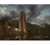 SERENDIPITP Astratta Della Poster Quadri su Tela Stampa su Tela da Parete Paesaggio con le rovine del castello di Egmond di Jacob Van Ruisdael per L'arredamento Della Camera da Letto 60x90cm