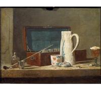SERENDIPITP Astratta Della Poster Quadri su Tela Stampa su Tela da Parete Pipe e vasi per bere di Jean Baptiste Simeon Chardin per L'arredamento Della Camera da Letto 60x90cm