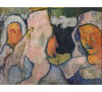 SERENDIPITP Astratta Della Poster Quadri su Tela Stampa su Tela da Parete Tre donne bretoni in copricapo da lutto di Emile Bernard per L'arredamento Della Camera da Letto 60x90cm