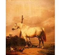 SERENDIPITP Astratta Della Poster Quadri su Tela Stampa su Tela da Parete un cavallo da tiro con pollame in un vasto paesaggio di Eugene Verboeckhoven per L'arredamento Della Camera da Letto 60x90cm