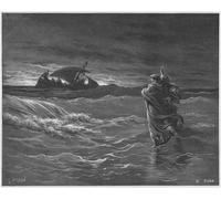 SERENDIPITP Astratta Della Poster Stampe su Tela Pittura su Tela Bibbia Gesù che cammina sul mare di Gustave Dore per Decorazioni per la Casa 60x90cm