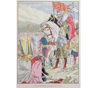 SERENDIPITP Astratta Della Poster Stampe su Tela Pittura su Tela Carlo Magno riceve la sottomissione dei Sassoni da Eugene Grasset per Decorazioni per la Casa 60x90cm