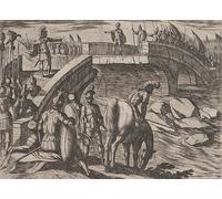 SERENDIPITP Astratta Della Poster Stampe su Tela Pittura su Tela Civilis e Cerialis si incontrano su un ponte rotto da raggiungere di Antonio Tempesta per Decorazioni per la Casa 60x90cm