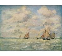 SERENDIPITP Astratta Della Poster Stampe su Tela Pittura su Tela Exit Boats a Trouville di Eugene Louis Boudin per Decorazioni per la Casa 60x90cm