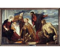 SERENDIPITP Astratta Della Poster Stampe su Tela Pittura su Tela la Vergine col Bambino e Santa Caterina Sant'Agostino San Marco di Jacopo Robusti Tintoretto per Decorazioni per la Casa 60x90cm