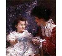 SERENDIPITP Astratta Della Poster Stampe su Tela Pittura su Tela Ritratto della signora George Lewis e sua figlia Elizabeth di Lawrence Alma Tadema per Decorazioni per la Casa 60x90cm