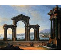 SERENDIPITP Astratta Della Poster Stampe su Tela Pittura su Tela Scena di porto condi Antonio Joli per Decorazioni per la Casa 60x90cm