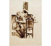 SERENDIPITP Astratta Della Poster Stampe su Tela Pittura su Tela Scrivere Signora con cappello e boa nel caffè di Lesser Ury per Decorazioni per la Casa 60x90cm