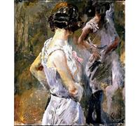 SERENDIPITP Astratta Della Poster Stampe su Tela Pittura su Tela Toilette di Christian Krohg per Decorazioni per la Casa 60x90cm