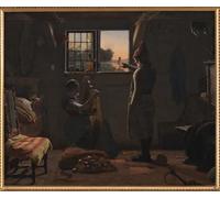 SERENDIPITP Astratta Della Poster Stampe su Tela Pittura su Tela un pescatore mostra a sua figlia una barca che salpa da Christen Dalsgaard per Decorazioni per la Casa 60x90cm