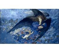SERENDIPITP Astratta Della Poster Stampe su Tela Pittura su Tela Una notte col suo treno di stelle di Edward Robert Hughe per Decorazioni per la Casa 60x90cm