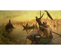 SERENDIPITP Dipinto su Tela Immagine Pittura Quadri Stampe al Cairo il traghetto dall'isola di Gazirie sul Nilo di Farquharson per Decorazioni per la Casa 60x90cm