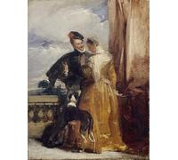 SERENDIPITP Dipinto su Tela Immagine Pittura Quadri Stampe Amy Robsart e il conte di Leicester di Richard Parkes Bonington per Decorazioni per la Casa 60x90cm