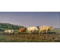 SERENDIPITP Dipinto su Tela Immagine Pittura Quadri Stampe Arare a Nevers di Rosa Bonheur per Decorazioni per la Casa 60x90cm