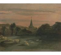 SERENDIPITP Dipinto su Tela Immagine Pittura Quadri Stampe Chiesa di Stoke Poges dal sagrato per Decorazioni per la Casa 60x90cm