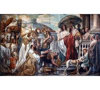 SERENDIPITP Dipinto su Tela Immagine Pittura Quadri Stampe gli inviati del califfo Harun Al Rashid offrono un orologio a Carlo Magno di Jacob Jordaens per Decorazioni per la Casa 60x90cm