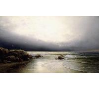 SERENDIPITP Dipinto su Tela Immagine Pittura Quadri Stampe Lands End New Jersey di William Trost Richards per Decorazioni per la Casa 60x90cm