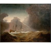 SERENDIPITP Dipinto su Tela Immagine Pittura Quadri Stampe Nave Olandese Prima Di Una Tempesta Di Willem Van De Velde Il Giovane per Decorazioni per la Casa 60x90cm