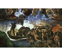 SERENDIPITP Dipinto su Tela Immagine Pittura Quadri Stampe Particolare del Giudizio Universale dalla Cappella Sistina in basso a destra di Buonarroti per Decorazioni per la Casa 60x90cm