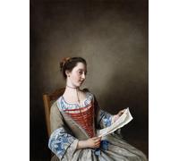 SERENDIPITP Dipinto su Tela Immagine Pittura Quadri Stampe Ritratto di Miss Susanna Lewis seduta nel costume di una contadina lionese di Jean Étienne Liotard per Decorazioni per la Casa 60x90cm