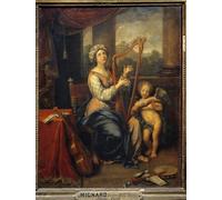 SERENDIPITP Dipinto su Tela Immagine Pittura Quadri Stampe Santa Cecilia che canta le lodi del Signore il Santo suona l'arpa di Pierre Mignard per Decorazioni per la Casa 60x90cm